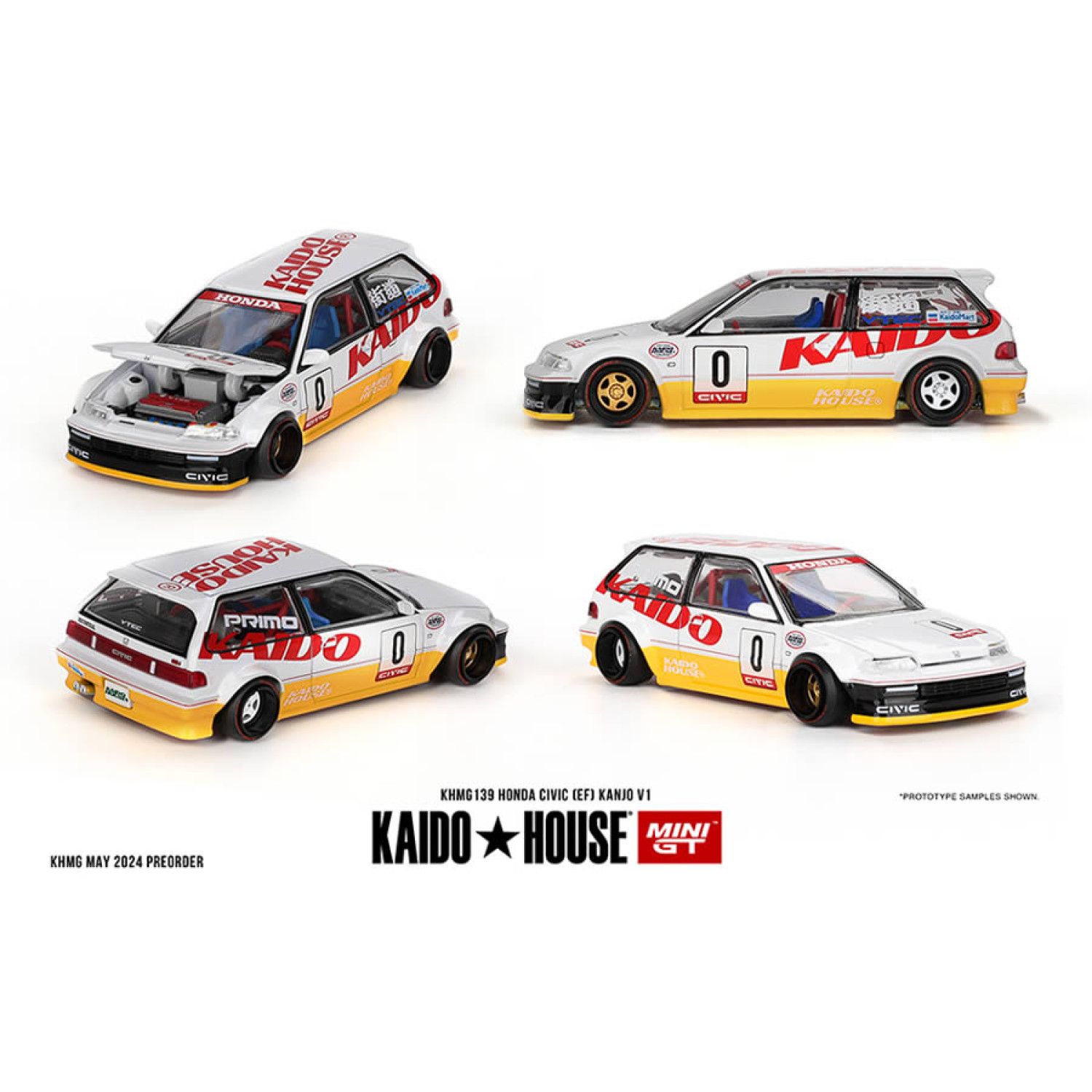 (Preorder) Honda Civic (EF) Kanjo V1 – White/Yellow #139