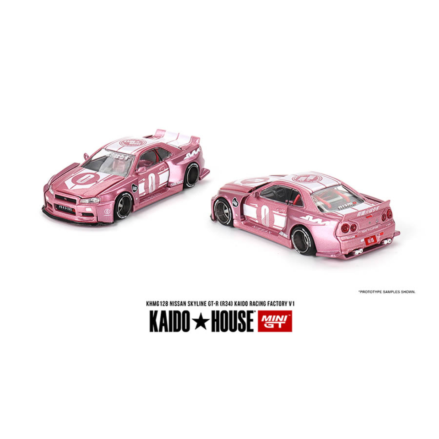 (Preorder) Nissan Skyline GT-R (R34) Kaido Racing Factory V1 – Pink #128